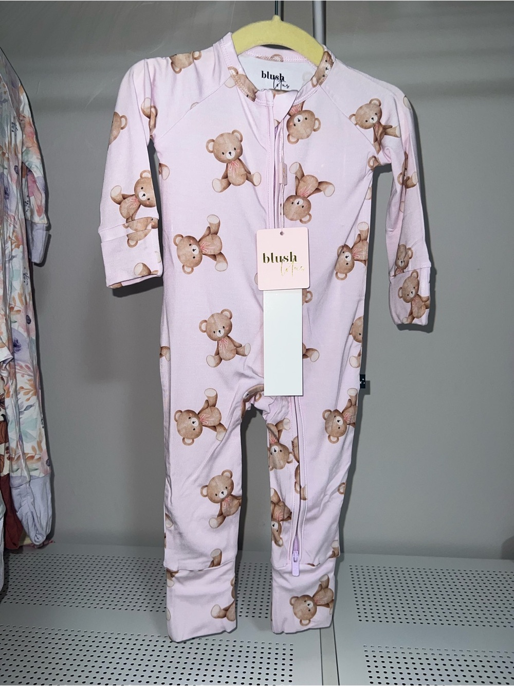Blush Lotus pink Teddy Bear zippy size 3-6 months